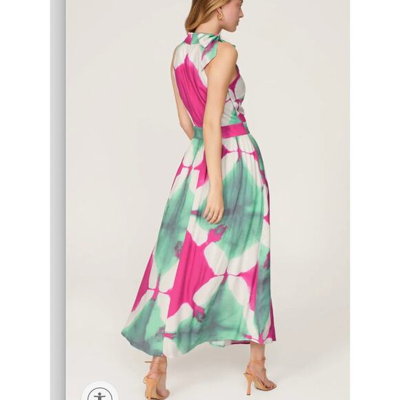 Busayo Tie Dye Halter Maxi Dress SMALL Wedding Guest Vacation Pink Designer $415 - Picture 4 of 14